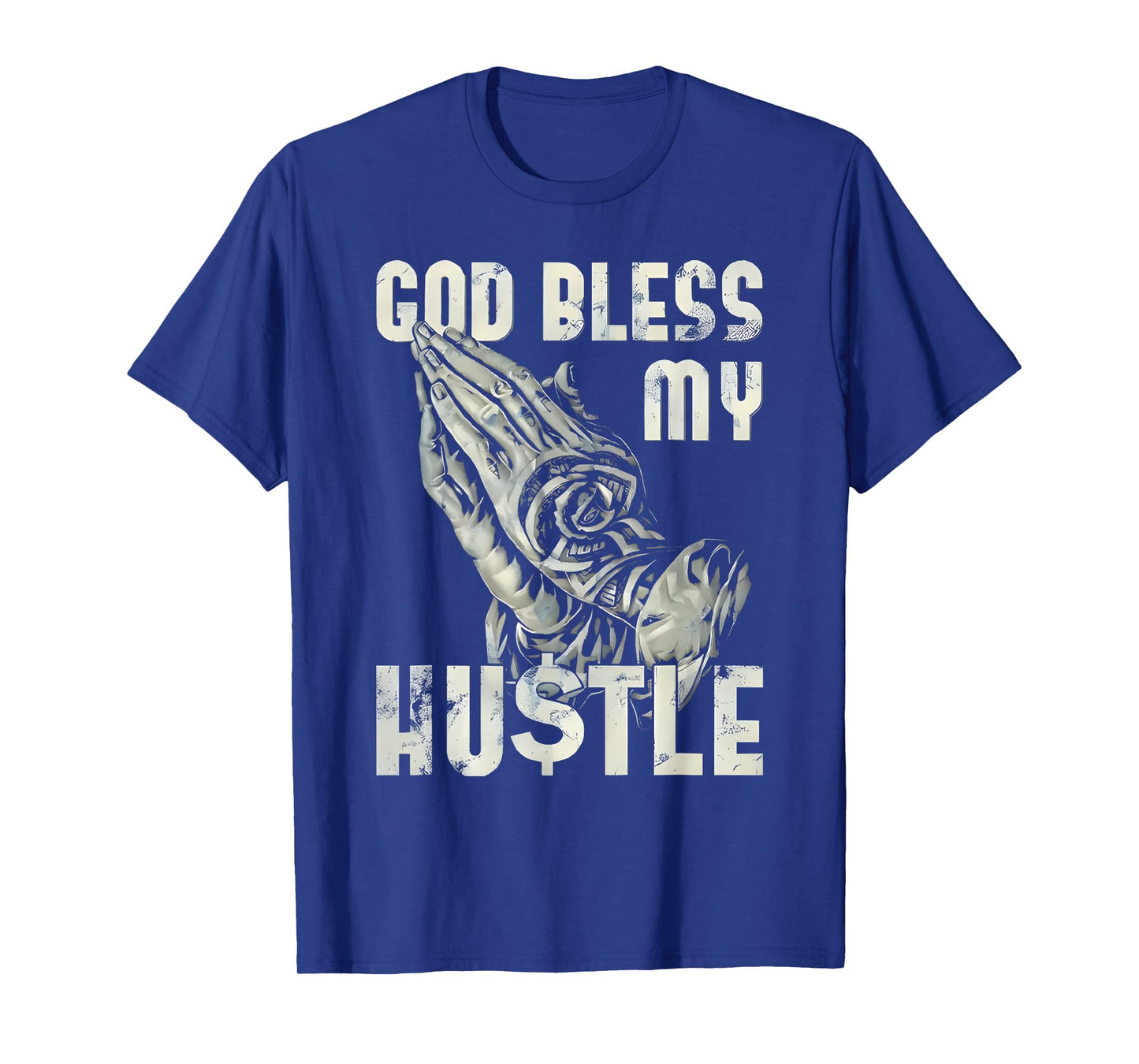 god bless my hustle retro praying hand christian jesus T-Shirt