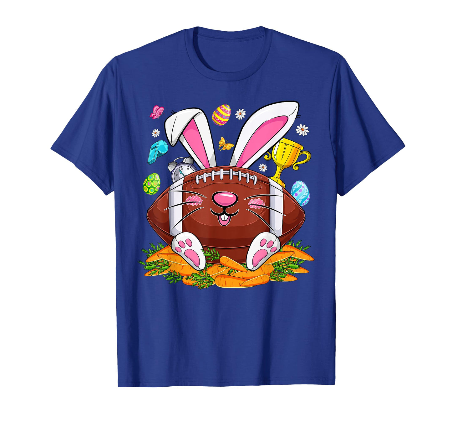 Funny Football & Bunny Face Eggs Happy Easter Day Men Boys T-Shirt