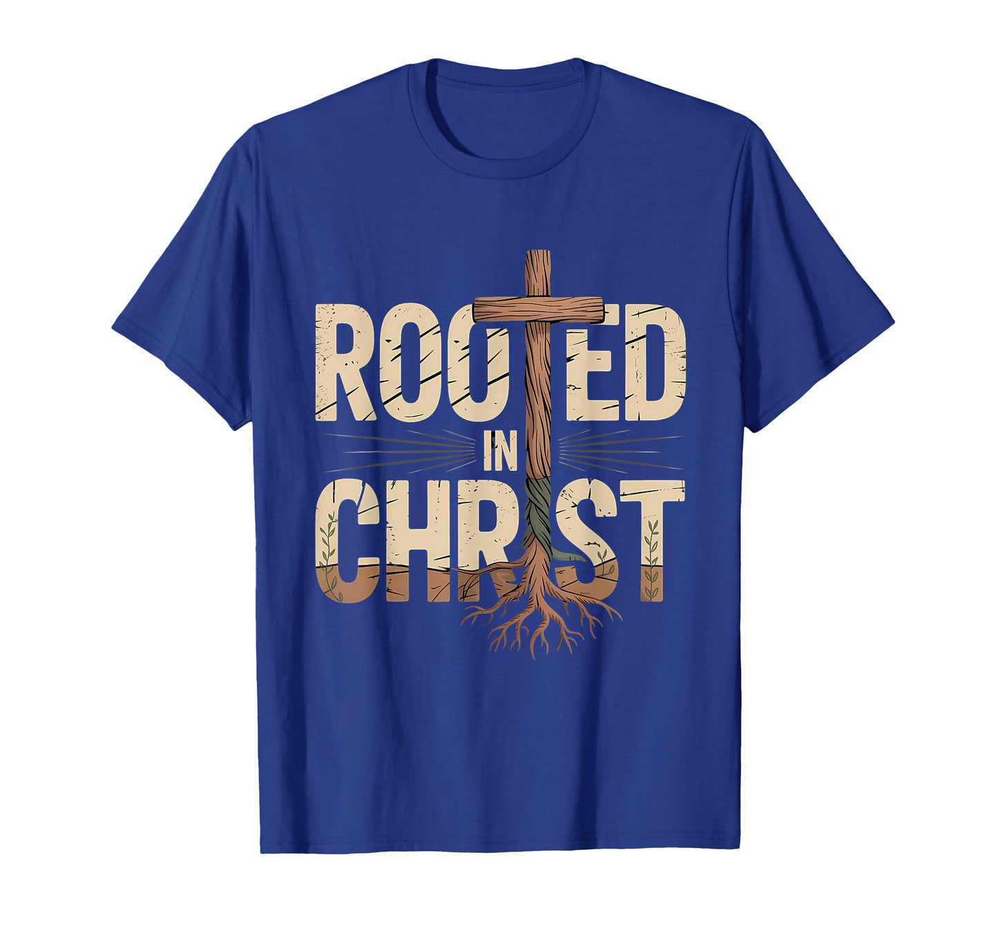 Rooted in Christ Jesus Cross Christian Faith T-Shirt