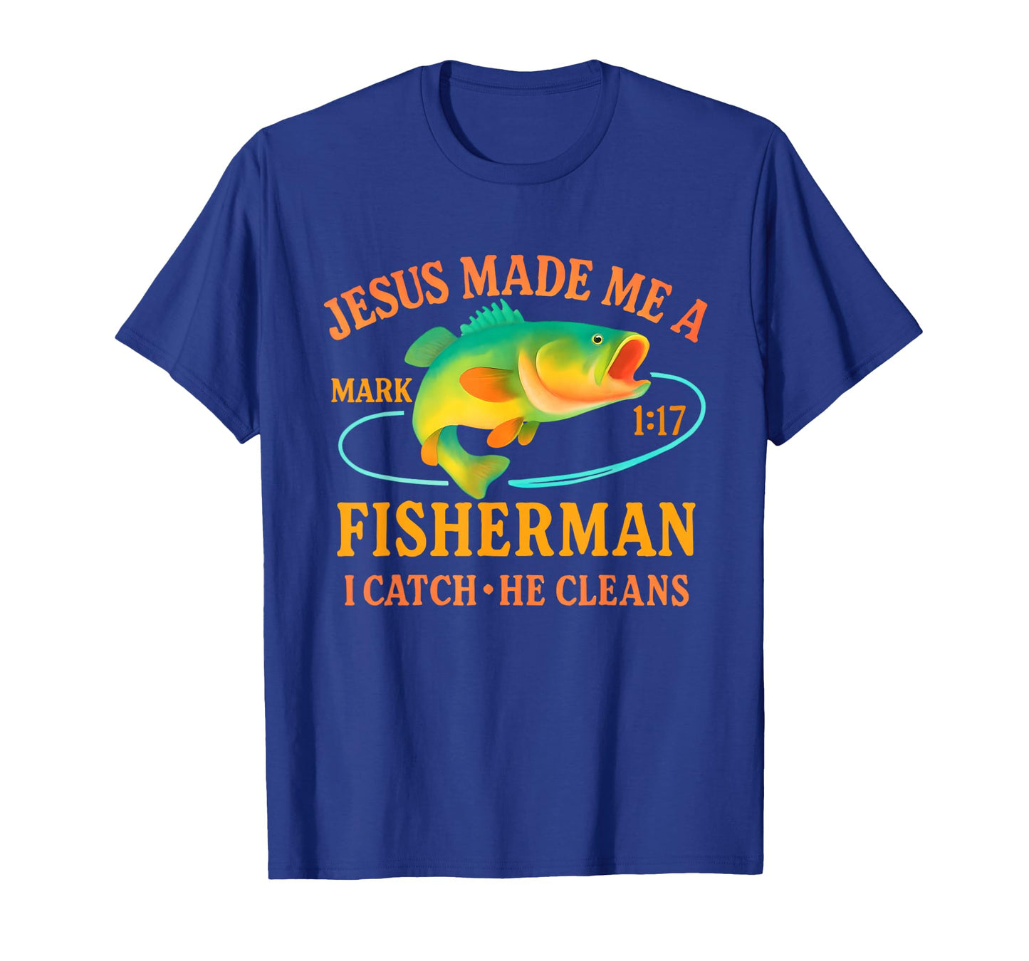 Mens Jesus Made Me A Fisherman Faith Fisherman T-Shirt