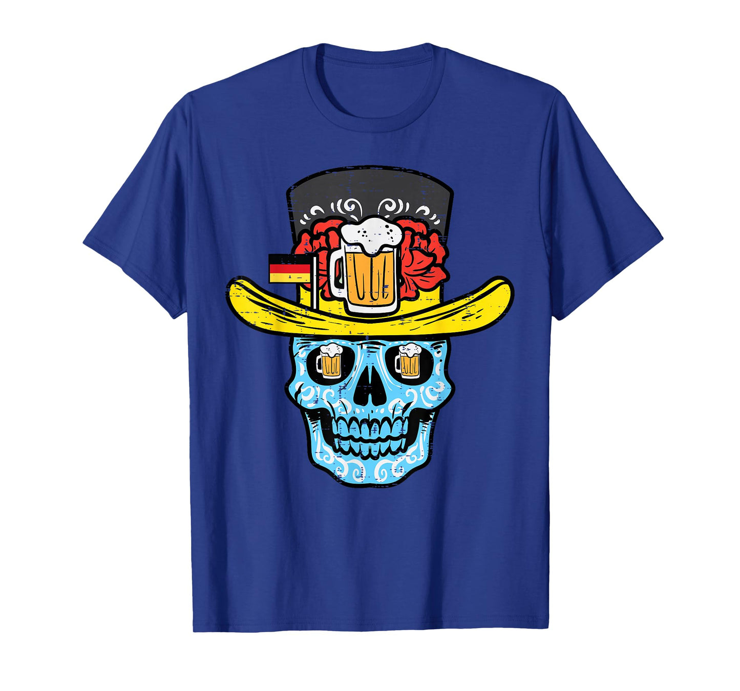 Oktoberfest Sugar Skull Sombrero German Mexican Men Women T-Shirt