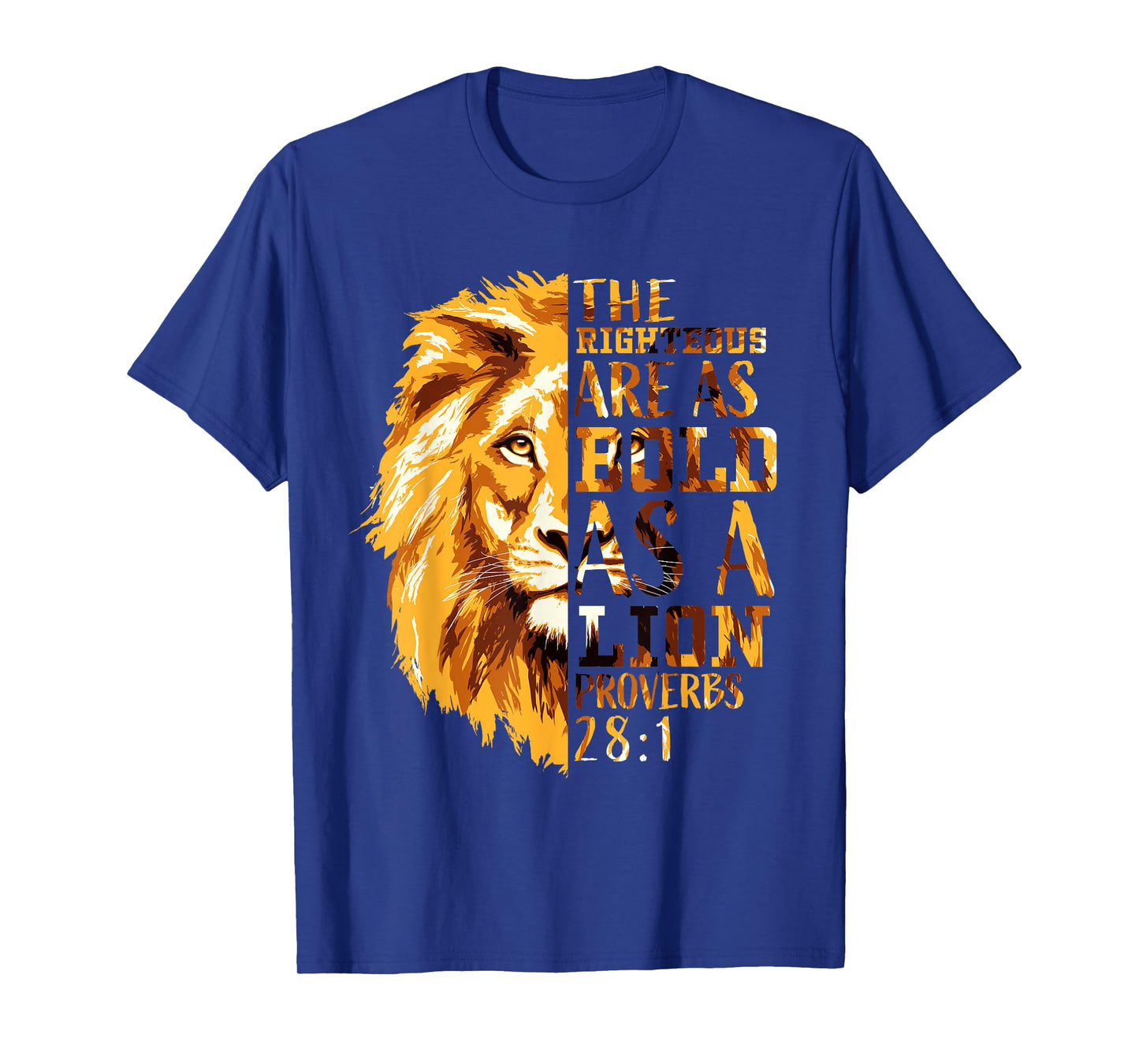 Christian Bible Verse Gifts Men Proverbs 28:1 Lion of Judah T-Shirt
