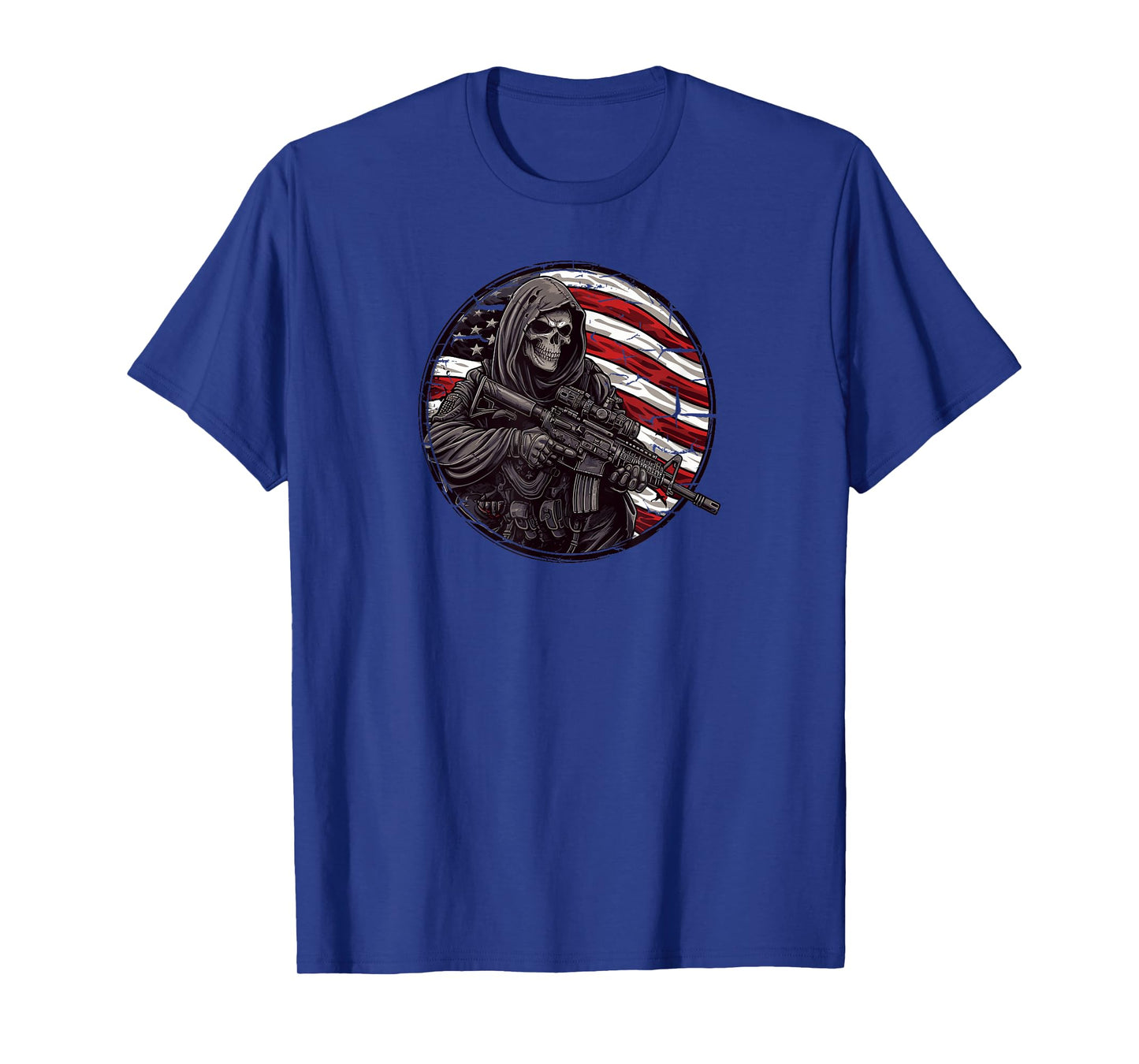 Grim Reaper Death Skeleton Halloween American Flag T-Shirt