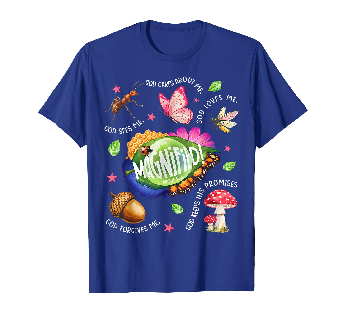 Magnified Smallest Insects Psalm 34:3 Insects VBS 2025 T-Shirt