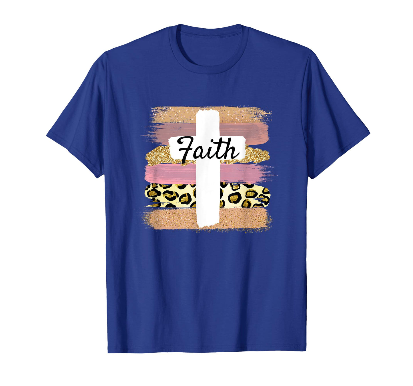 Christian Faith & Cross Leopard Cheetah Ombre Print Jesus T-Shirt