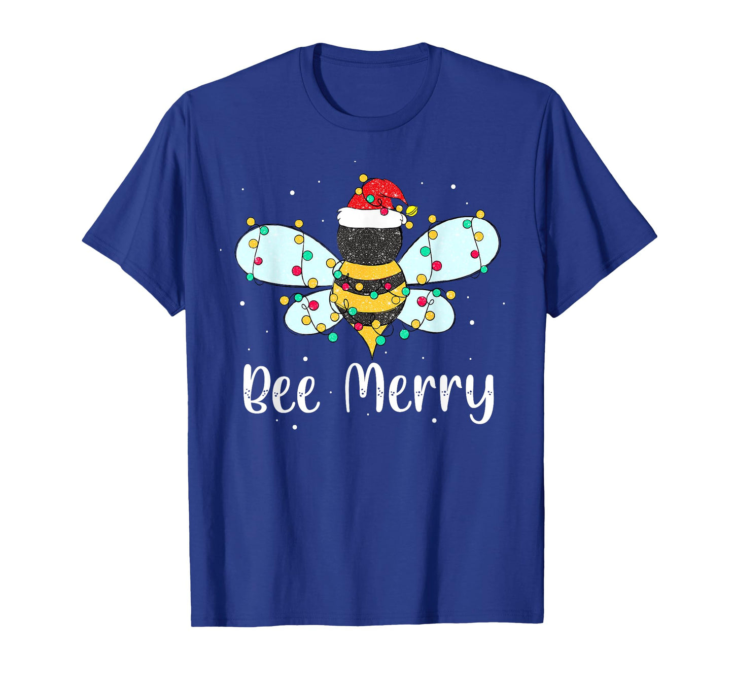 Bee Merry Christmas Cute Bee Xmas Lights Family Matching T-Shirt