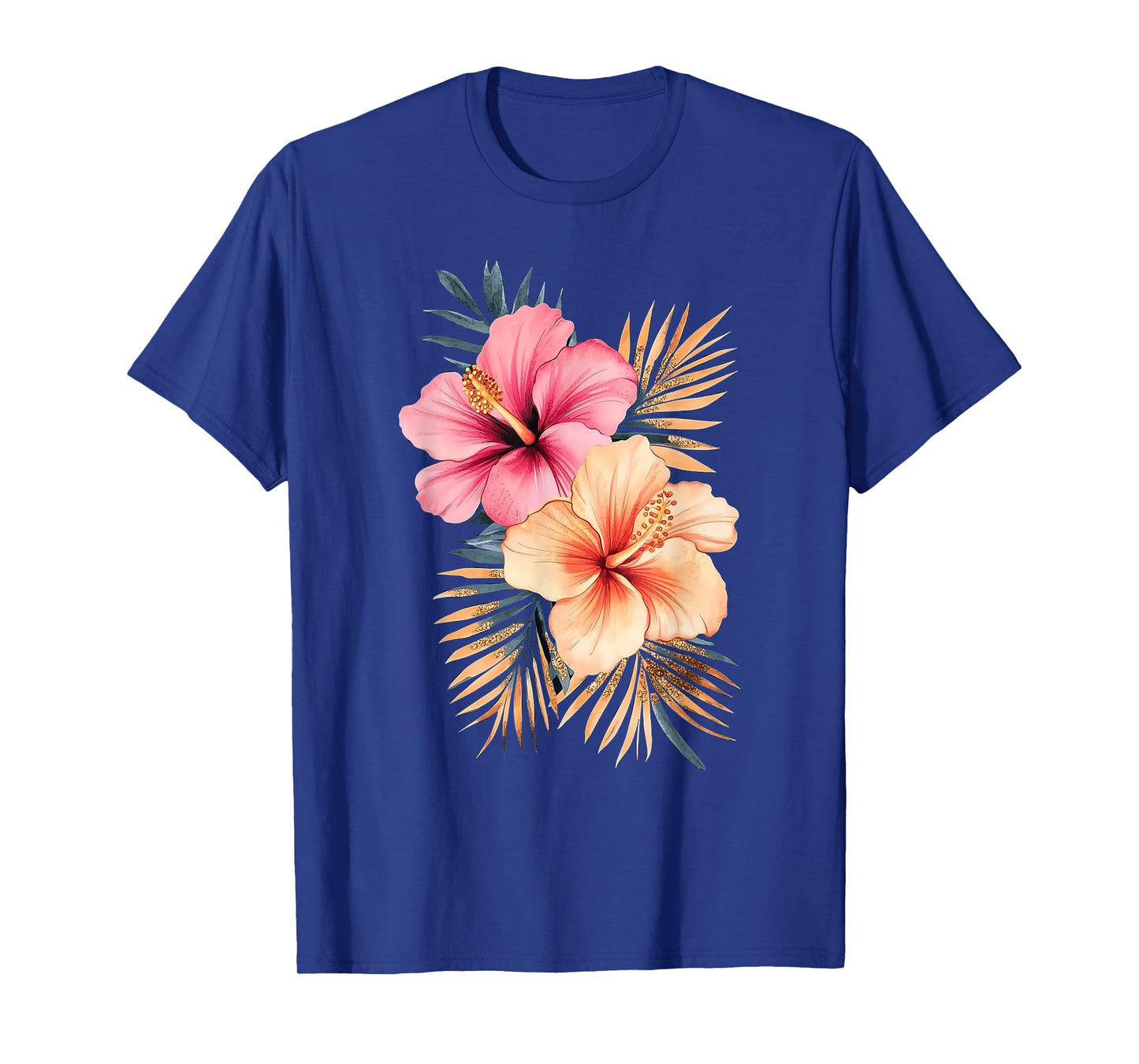 Watercolor Tropical Hibiscus Flowers Floral Summer Women T-Shirt