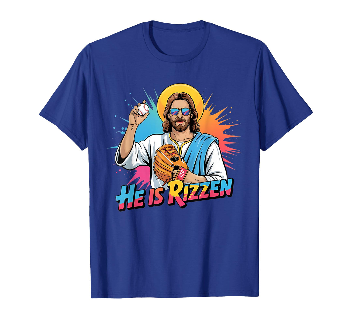 Funny He Is Rizzen Jesus Shirt Baseball Boys Kids Easter T-Shirt