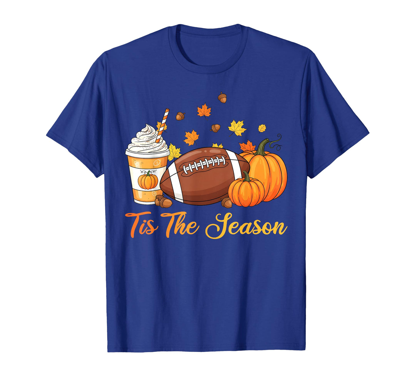 Pumpkin Spice Football Tis The Season Fall Thanksgiving T-Shirt