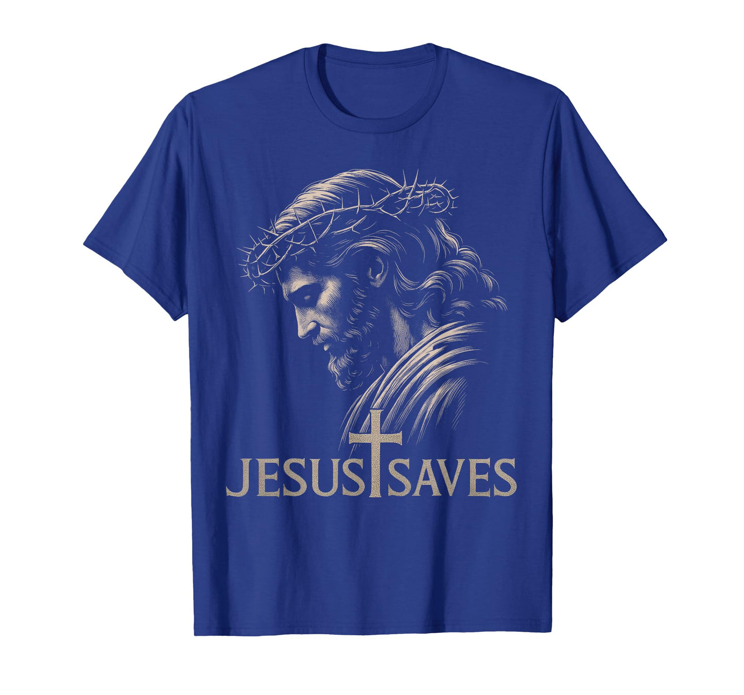 HUGvyn Jesus Saves Minimalist Christian Faith Cross American T-Shirt