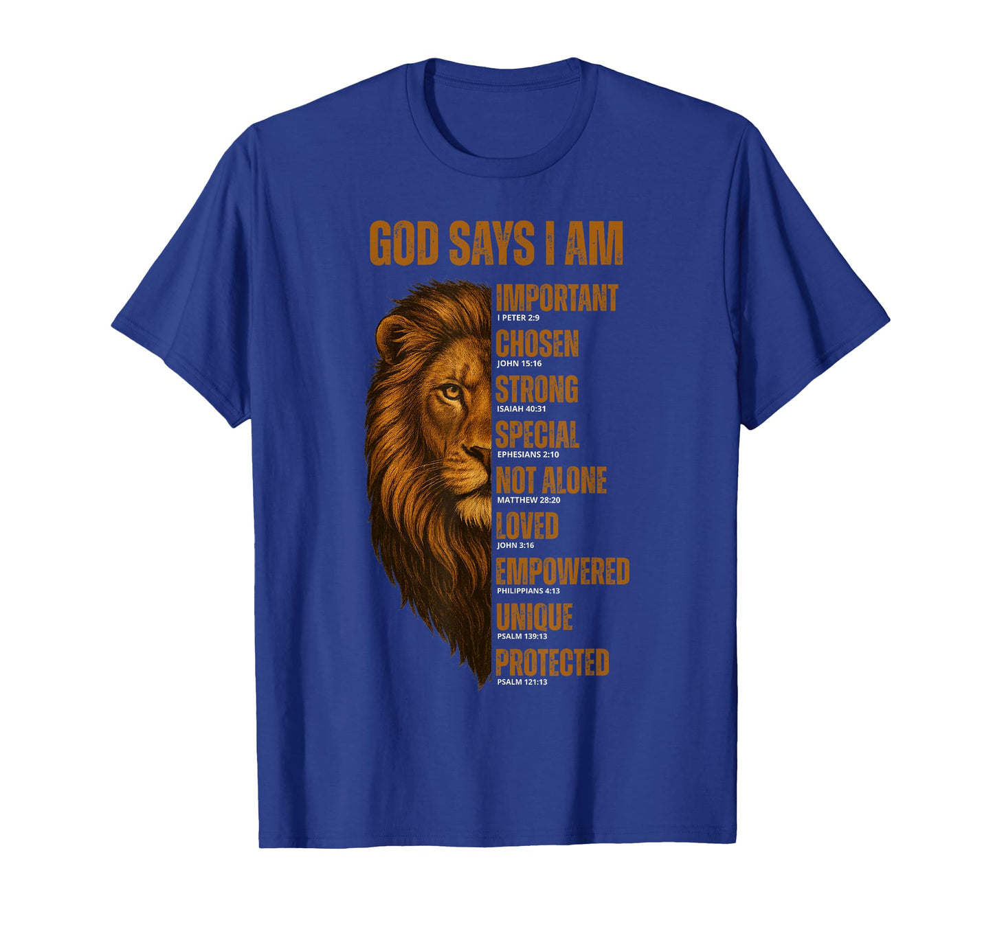 Christian God Says I Am Lion Bible Verse Jesus Blessed Dad T-Shirt