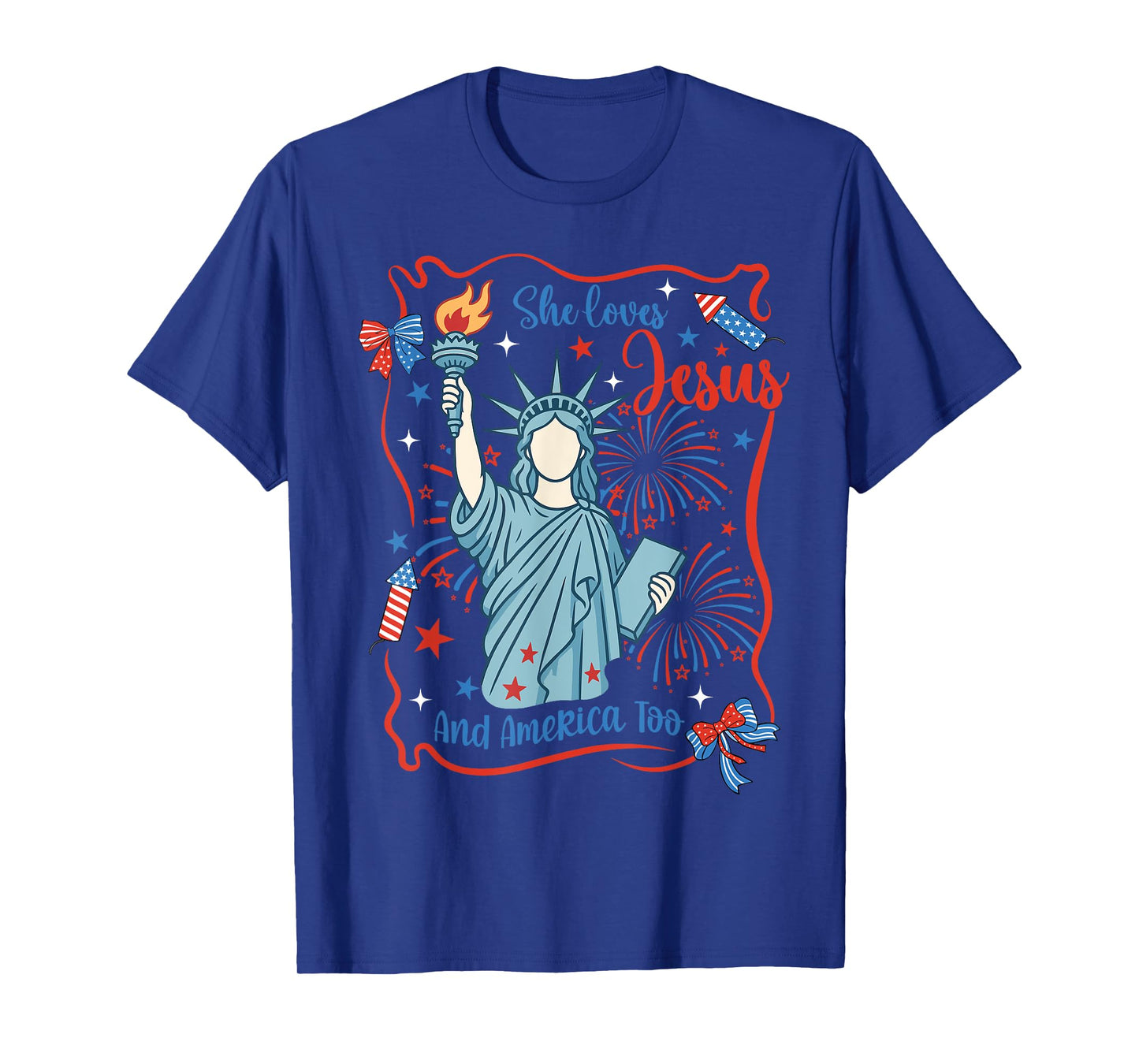 She Loves Jesus and America Too Christian 4th of July USA T-Shirt