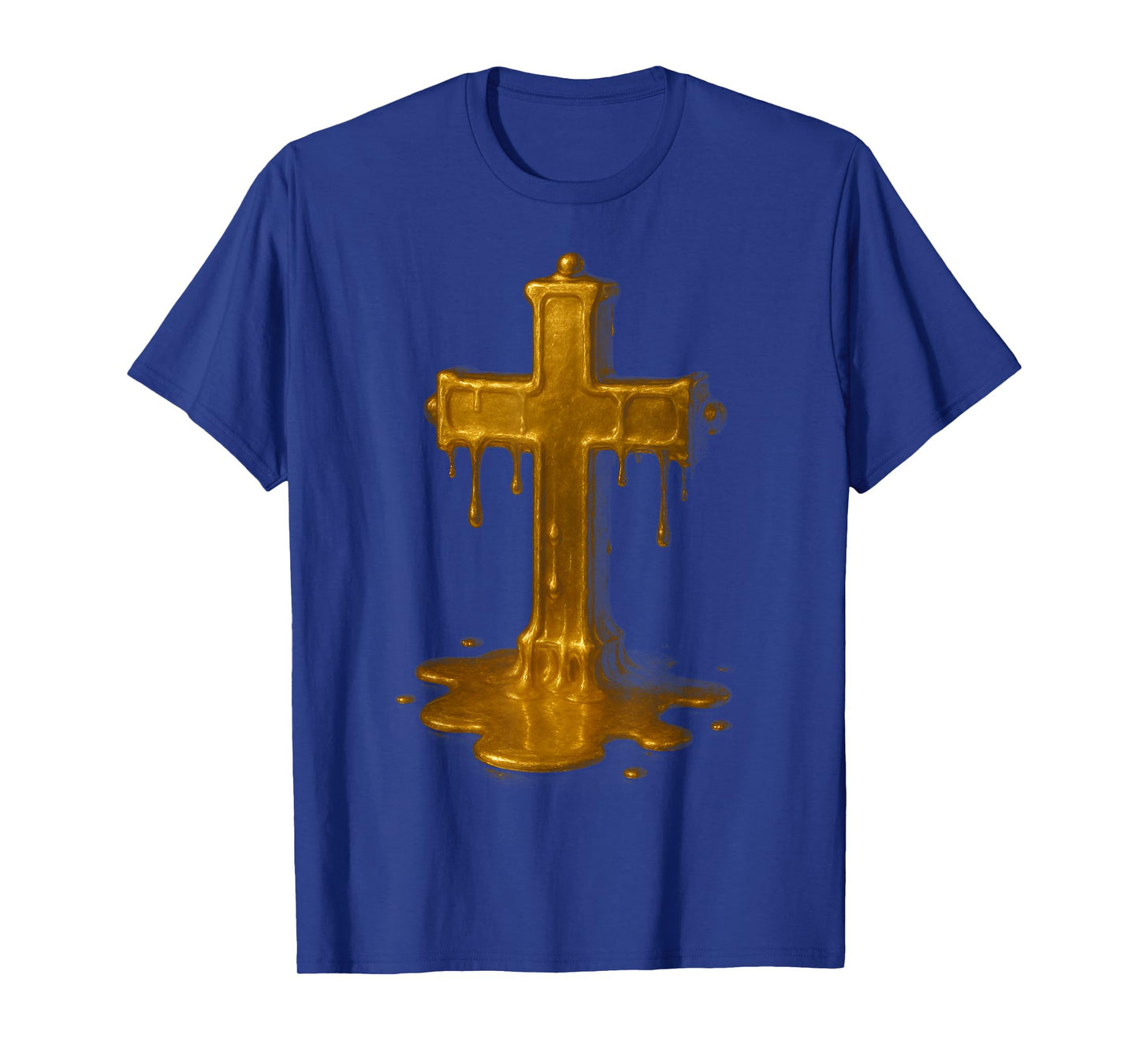 Melting Drip Golden Cross Abstract Faith Symbol Art T-Shirt