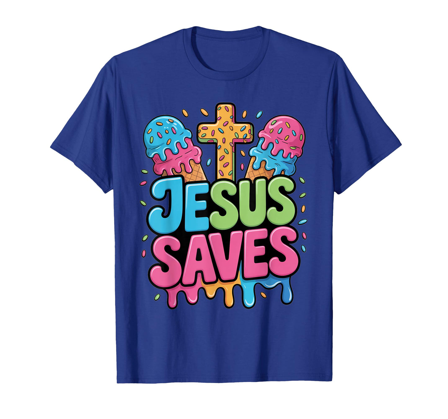 Jesus Saves Ice Cream Christian Drip Kids Faith Religious T-Shirt