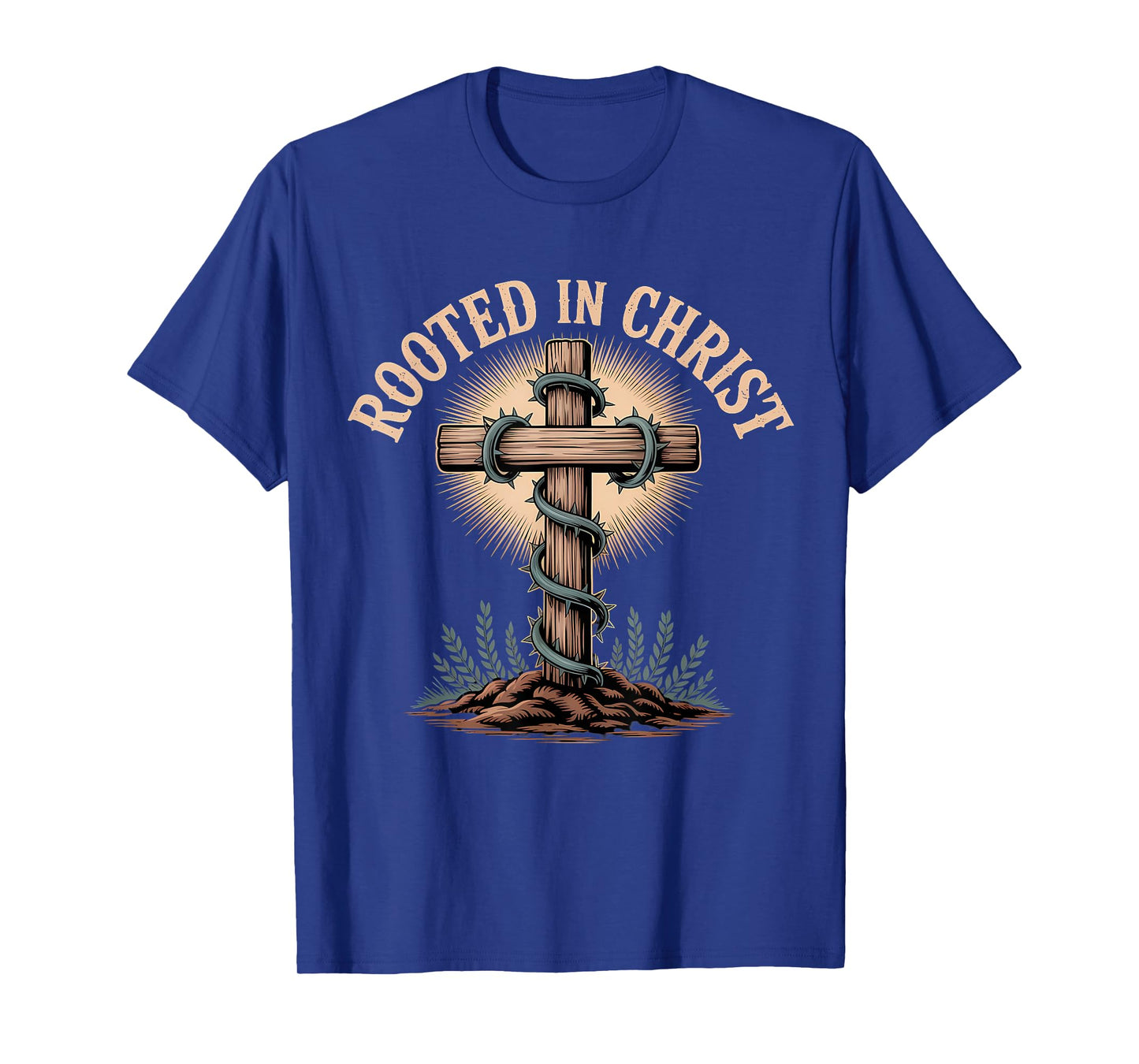 Rooted in Christ Christian Faith Jesus Cross T-Shirt