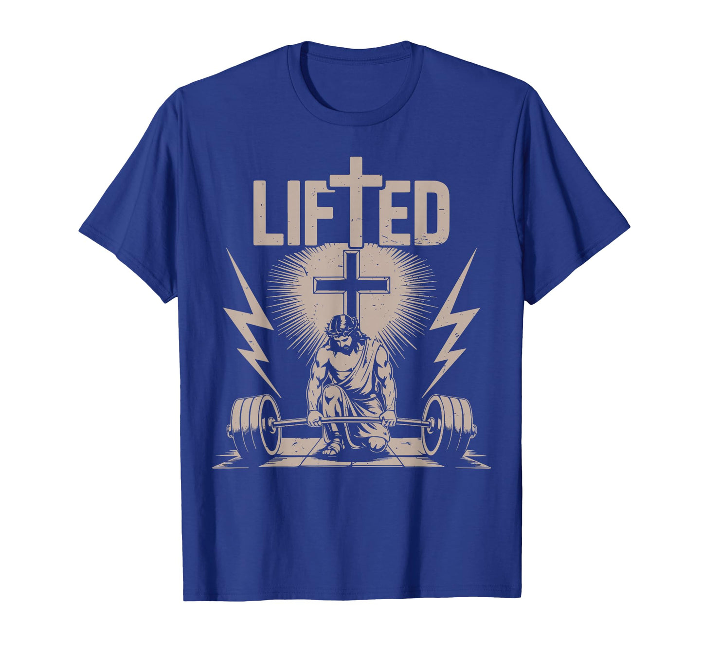 Lifted Funny Christian Workout Gym Jesus Weightlifting Cross T-Shirt