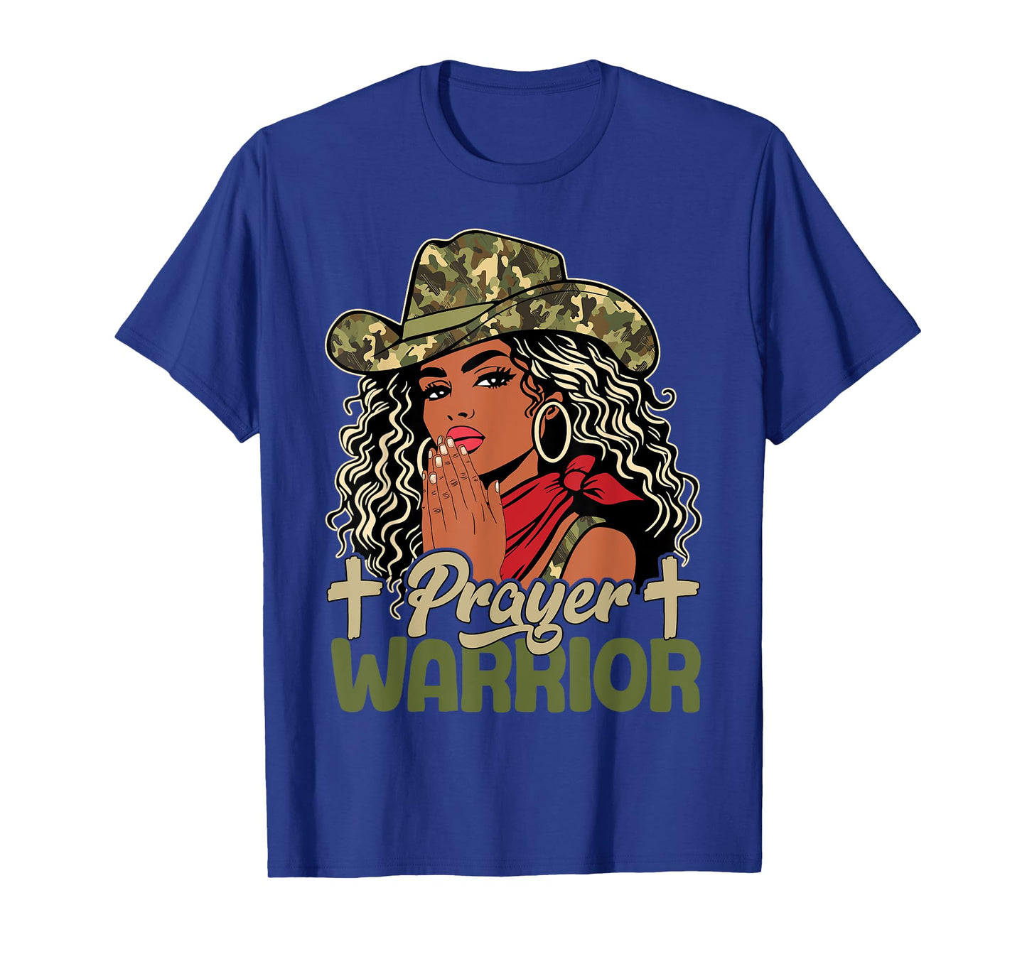 Prayer Warrior Black Cowgirl Praying Western Christian Camo T-Shirt