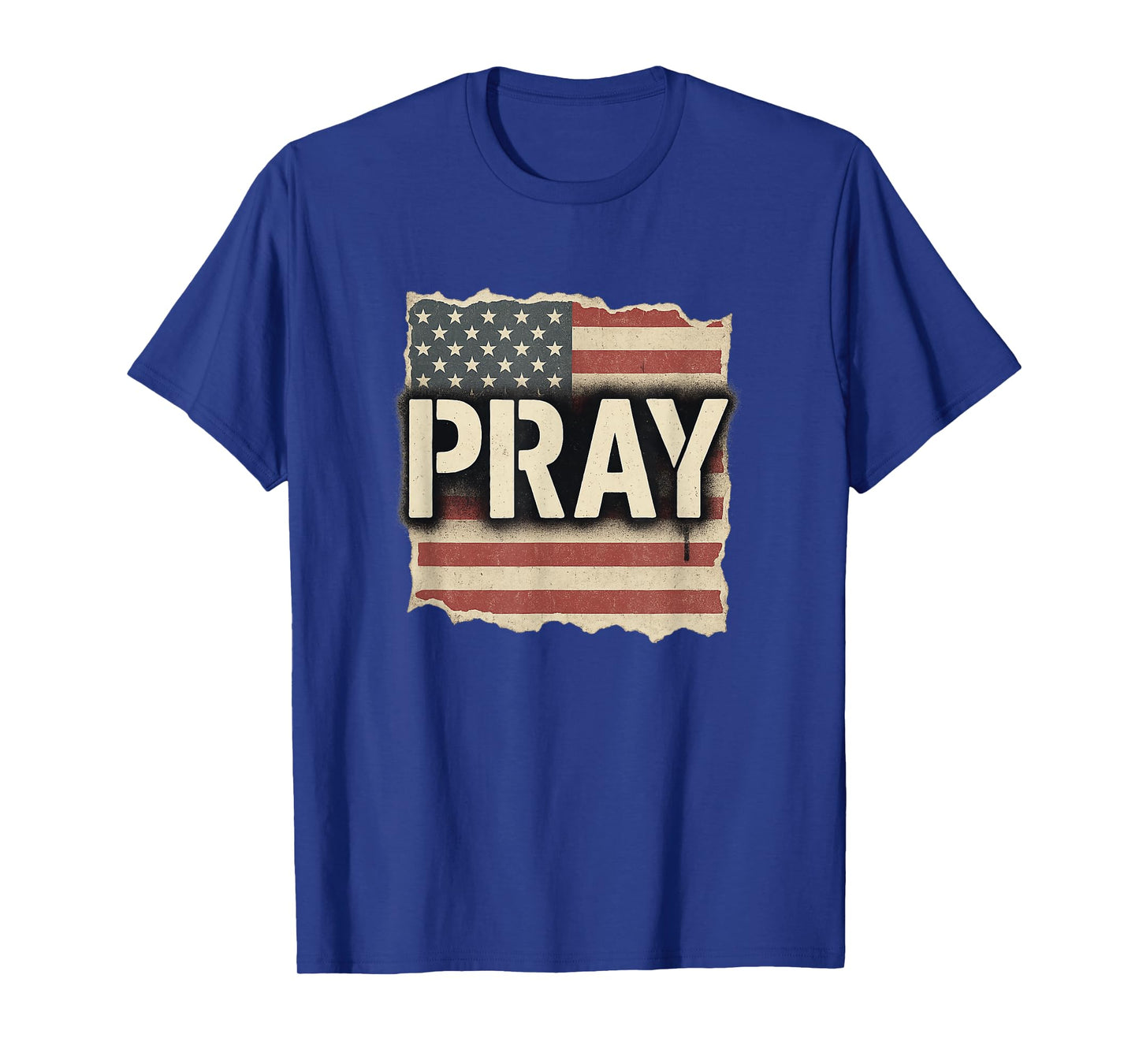 Pray Over America Patriotic Christian Flag Design - Prayer T-Shirt