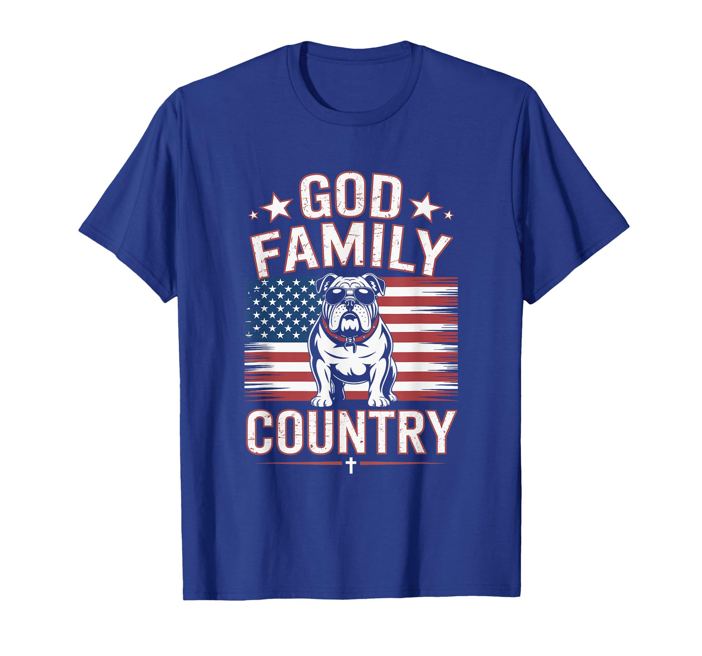 God Family Country Freedom - Patriotic Christian US Flag T-Shirt