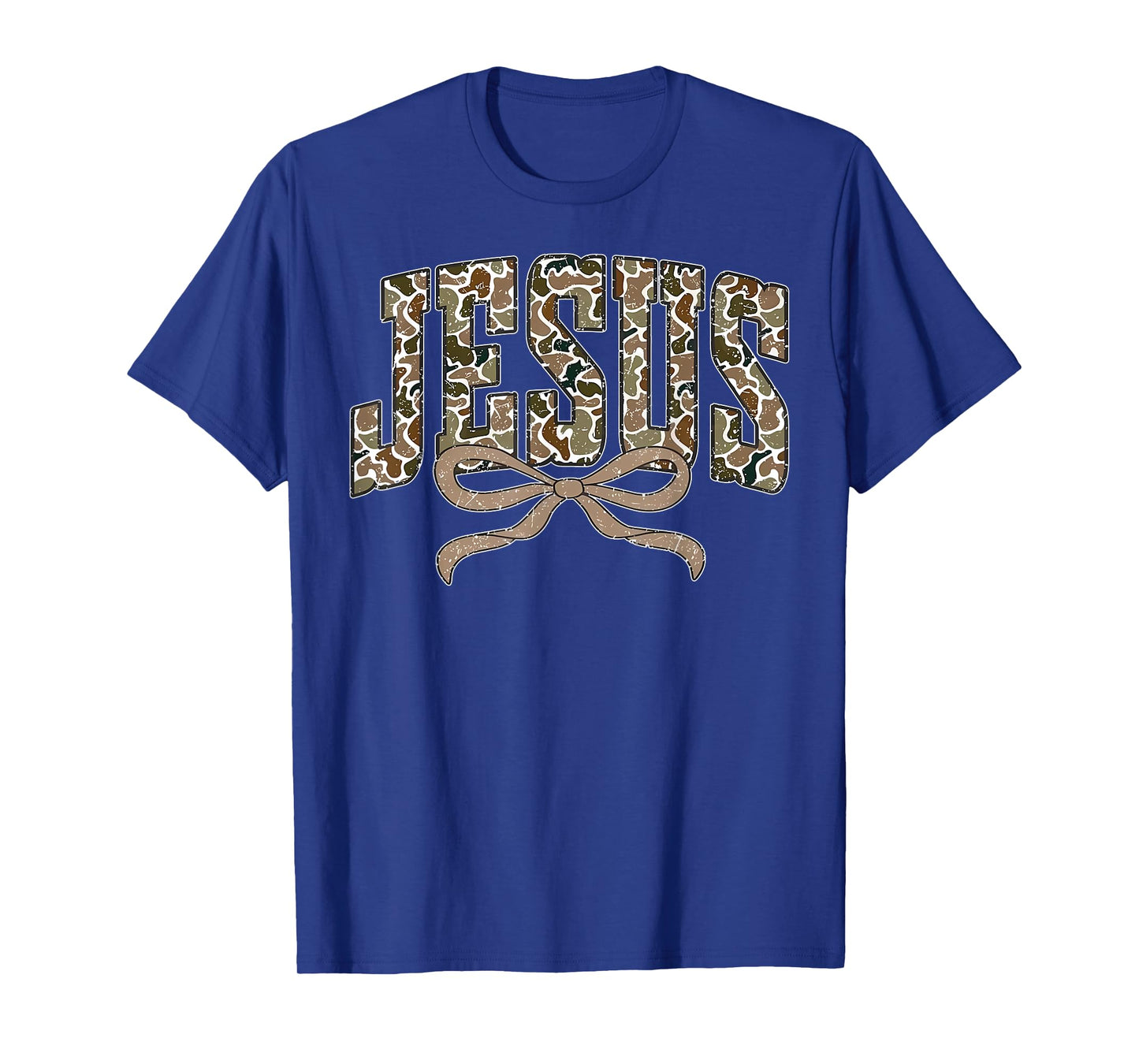 Camo Jesus Coquette Bow Camouflage God Christian Religious T-Shirt
