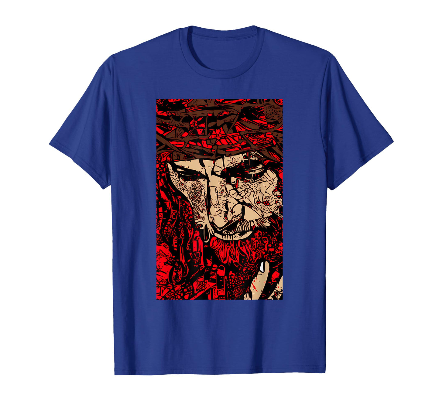 Jesus Funny Face of Jesus with Crown of Thorn Graphic T-Shirt