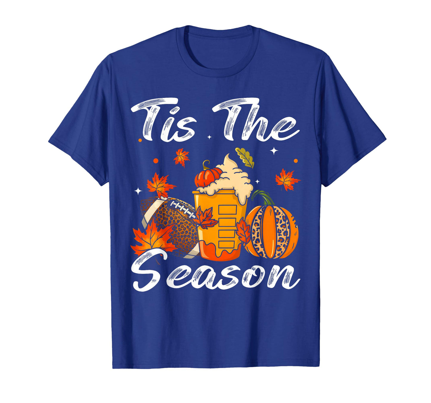 Pumpkin Spice Football Tis The Season Fall Thanksgiving T-Shirt