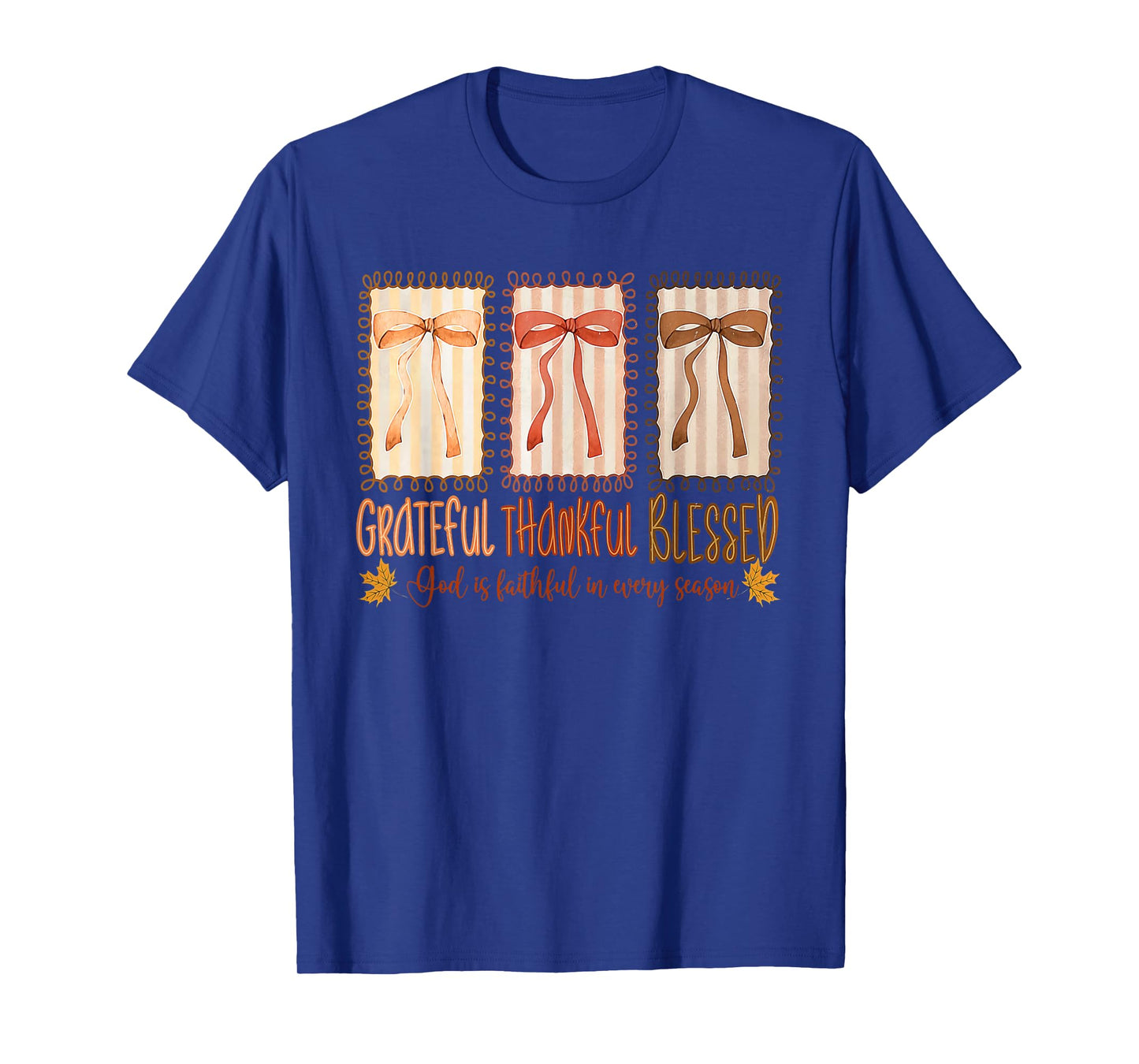 Grateful Thankful Blessed God's Faithful Christian Faith Bow T-Shirt