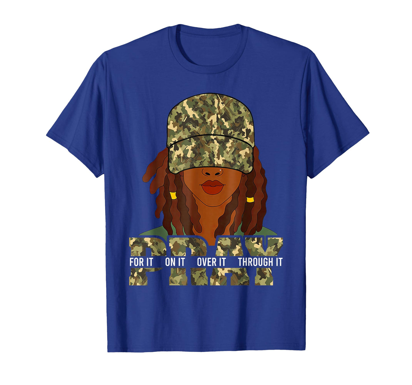 Pray On It Pray Over It Black Woman Afro Christian Sayings T-Shirt