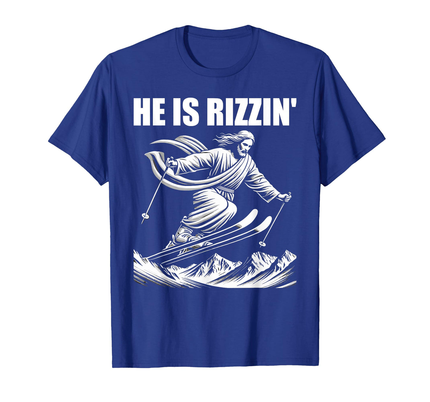 Ski Skiing jesus christ Skiis rizzin' snow christian jump T-Shirt