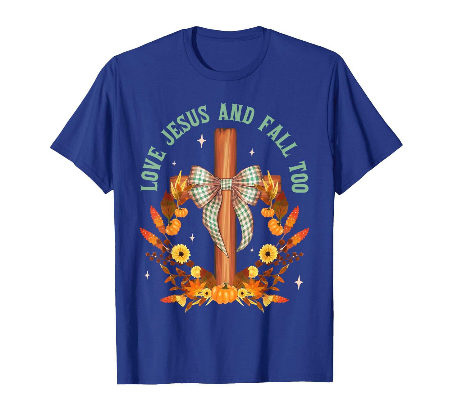 Loves Jesus And Fall Too Cross Bow Autumn Christian Fall T-Shirt