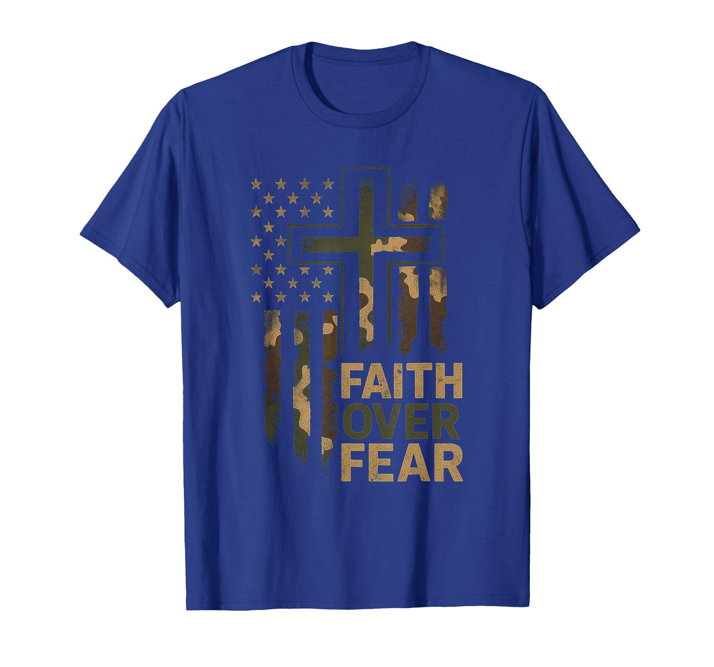 Christian Faith Over Fear Camo US Flag Patriot Men Women Kid T-Shirt