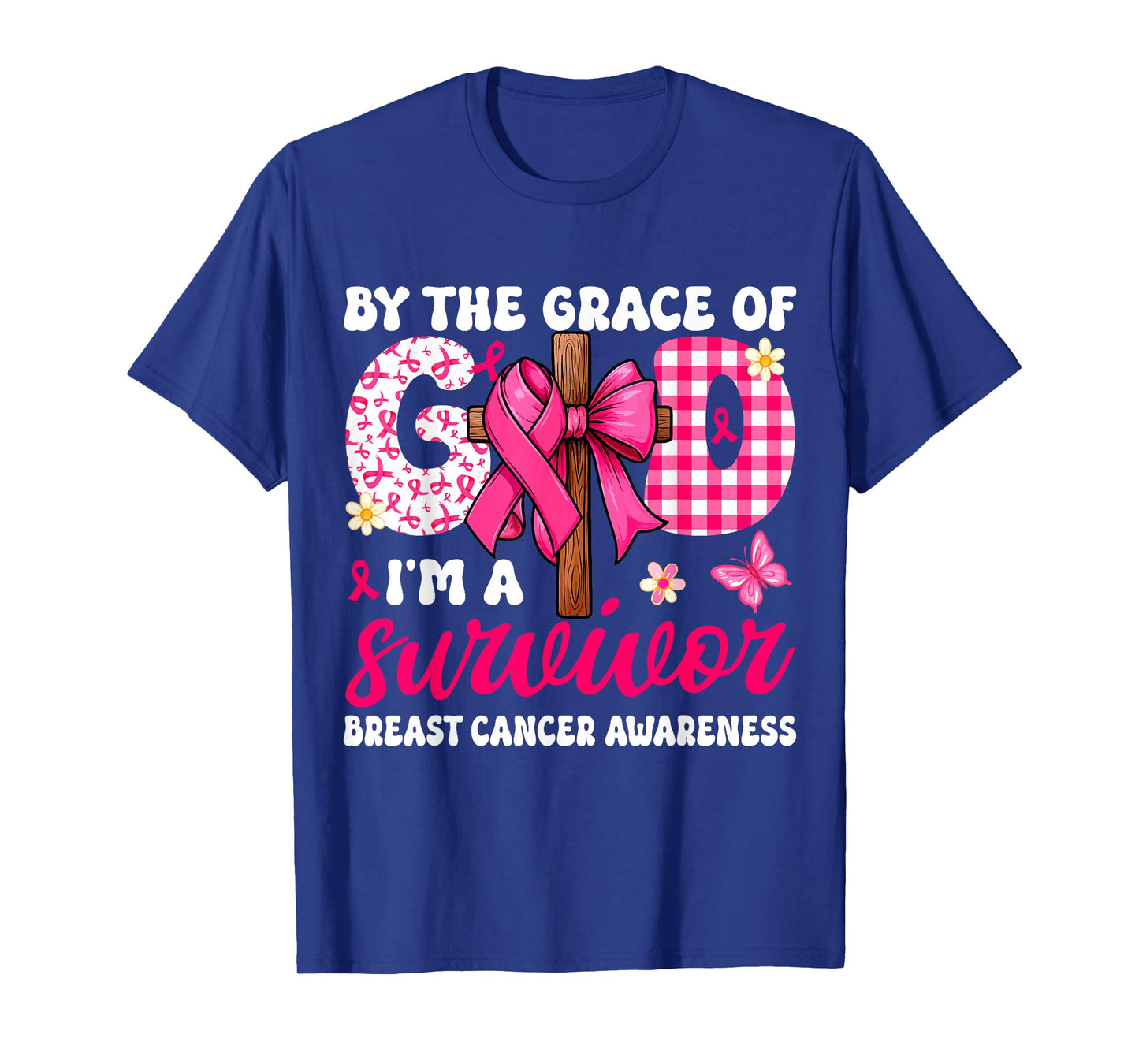 Christian Breast Cancer Bow by The Grace God I'm A Survivor T-Shirt