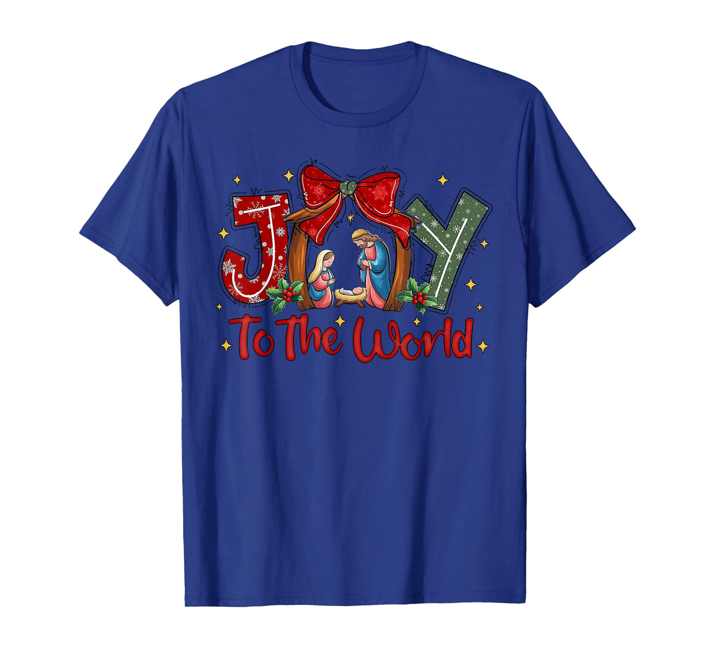 Joy To The World Jesus Christian Christmas Holiday T-Shirt - Black, Unisex-Adults, Short Sleeve, T-Shirt, Christmas pajamas