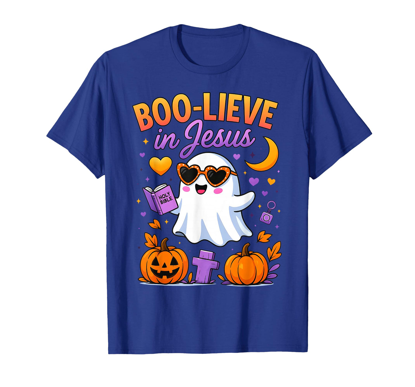 Boo-Lieve in Jesus Pastel Ghost Christian Halloween Funny T-Shirt