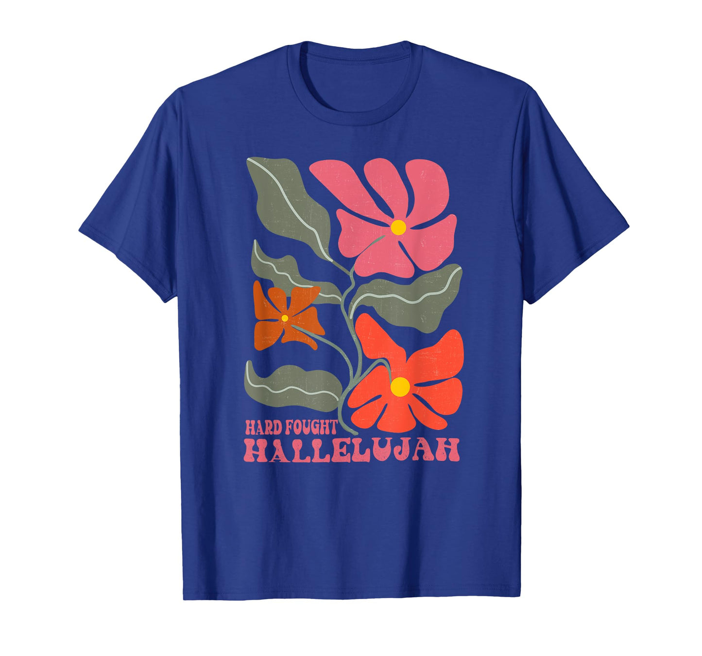 Retro Vintage Christian Hard Fought Hallelujah Boho Floral T-Shirt