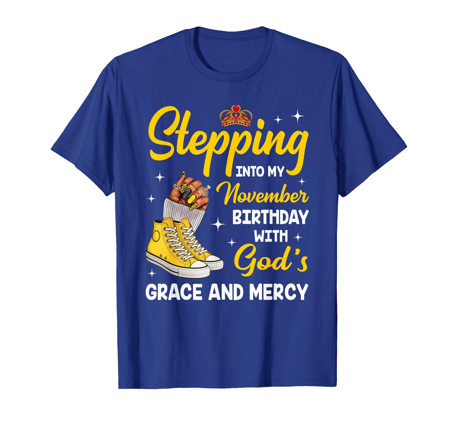 Stepping Into My November Birthday Queen Melanin Afro Woman T-Shirt