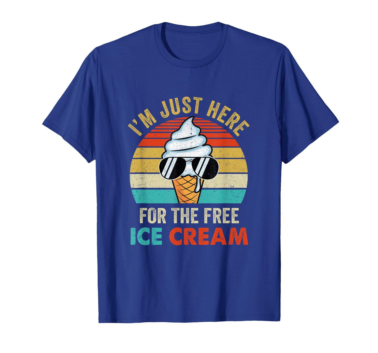 I'm Just Here For The Free Ice Cream Funny Cruise 2025 Retro T-Shirt