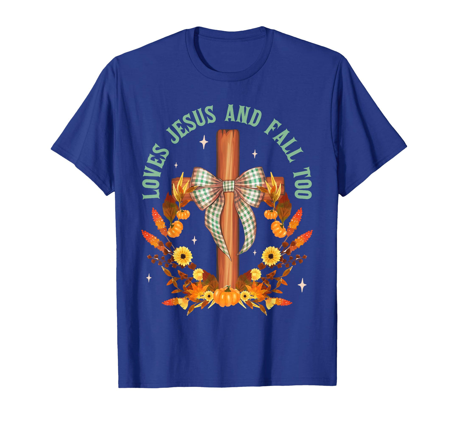 Loves Jesus And Fall Too Cross Bow Autumn Christian Fall T-Shirt