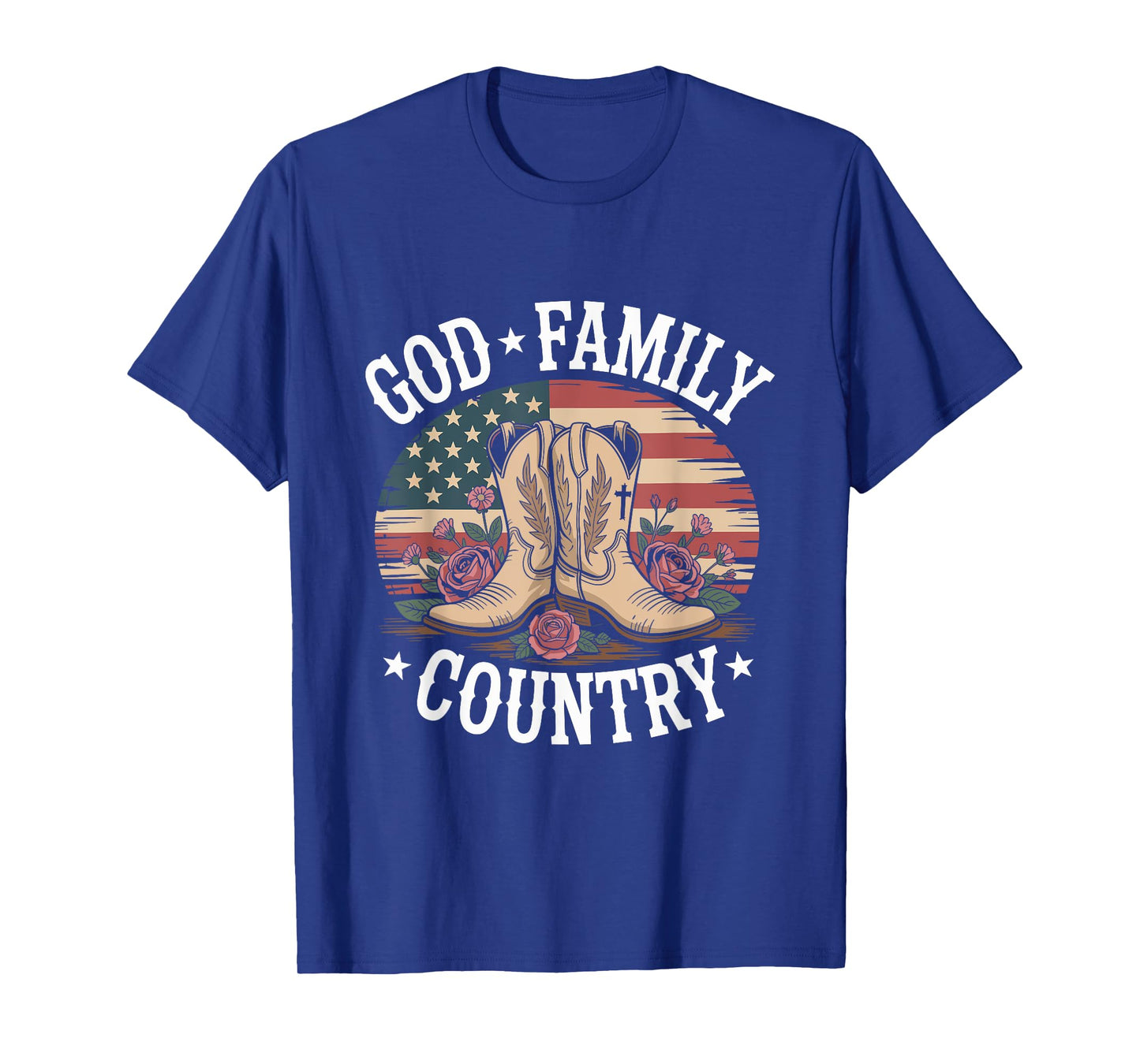 God Family Country Freedom - Patriotic Christian US Flag T-Shirt