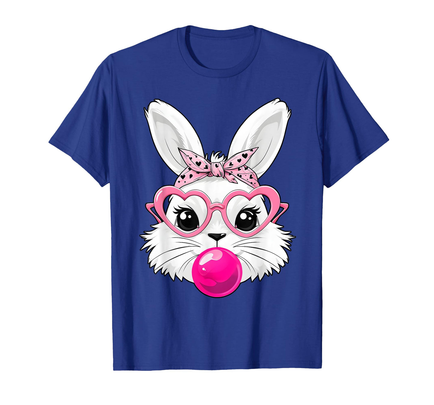Cute Easter Day Bunny Face With Bandana Heart Glasses T-Shirt