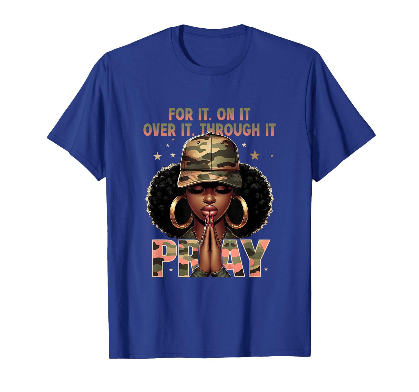 Camo Pray Faith Christian Inspirational Black Woman T-Shirt