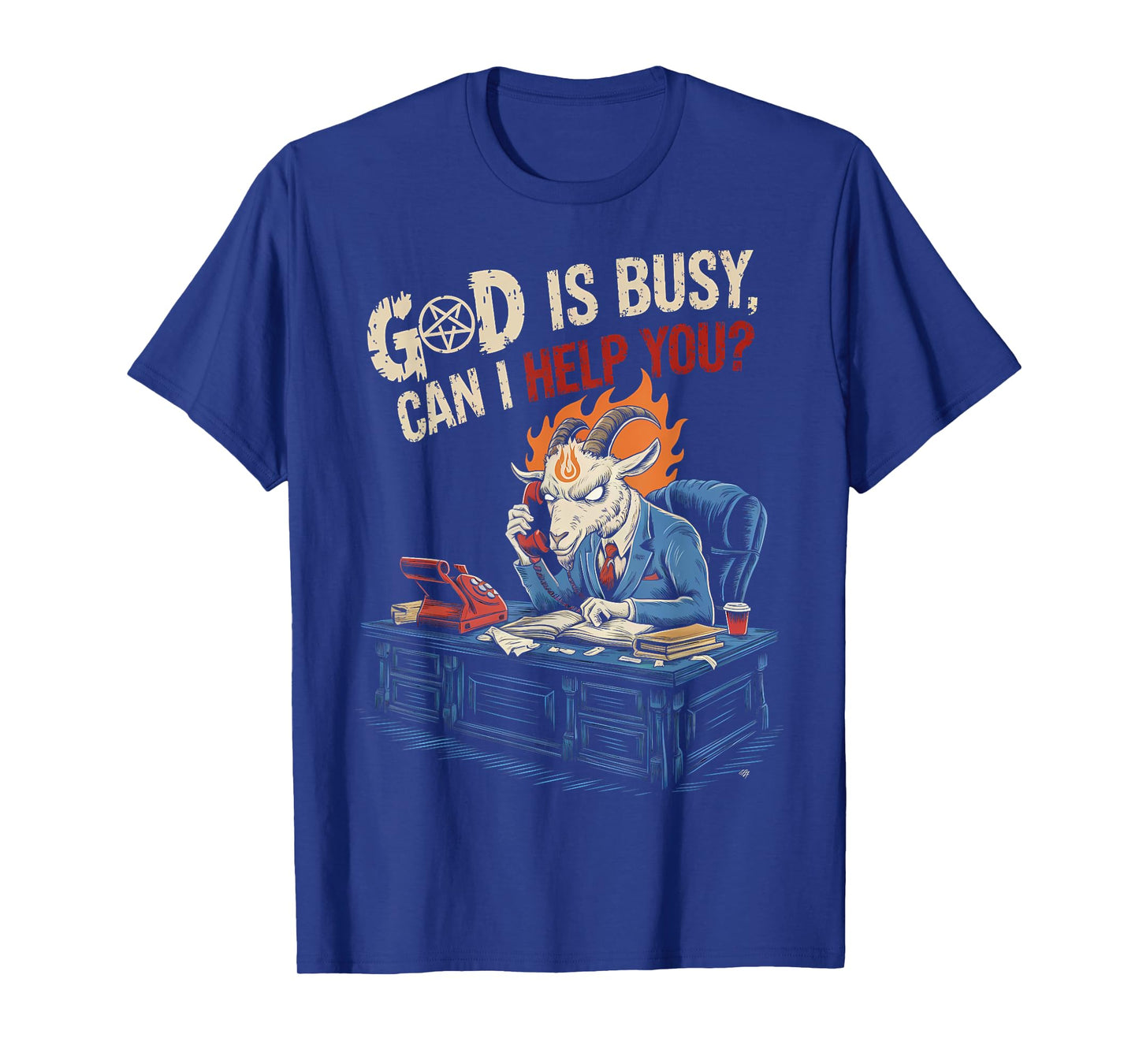 Satanic Goat Office Demon Occult Funny Sarcastic T-Shirt