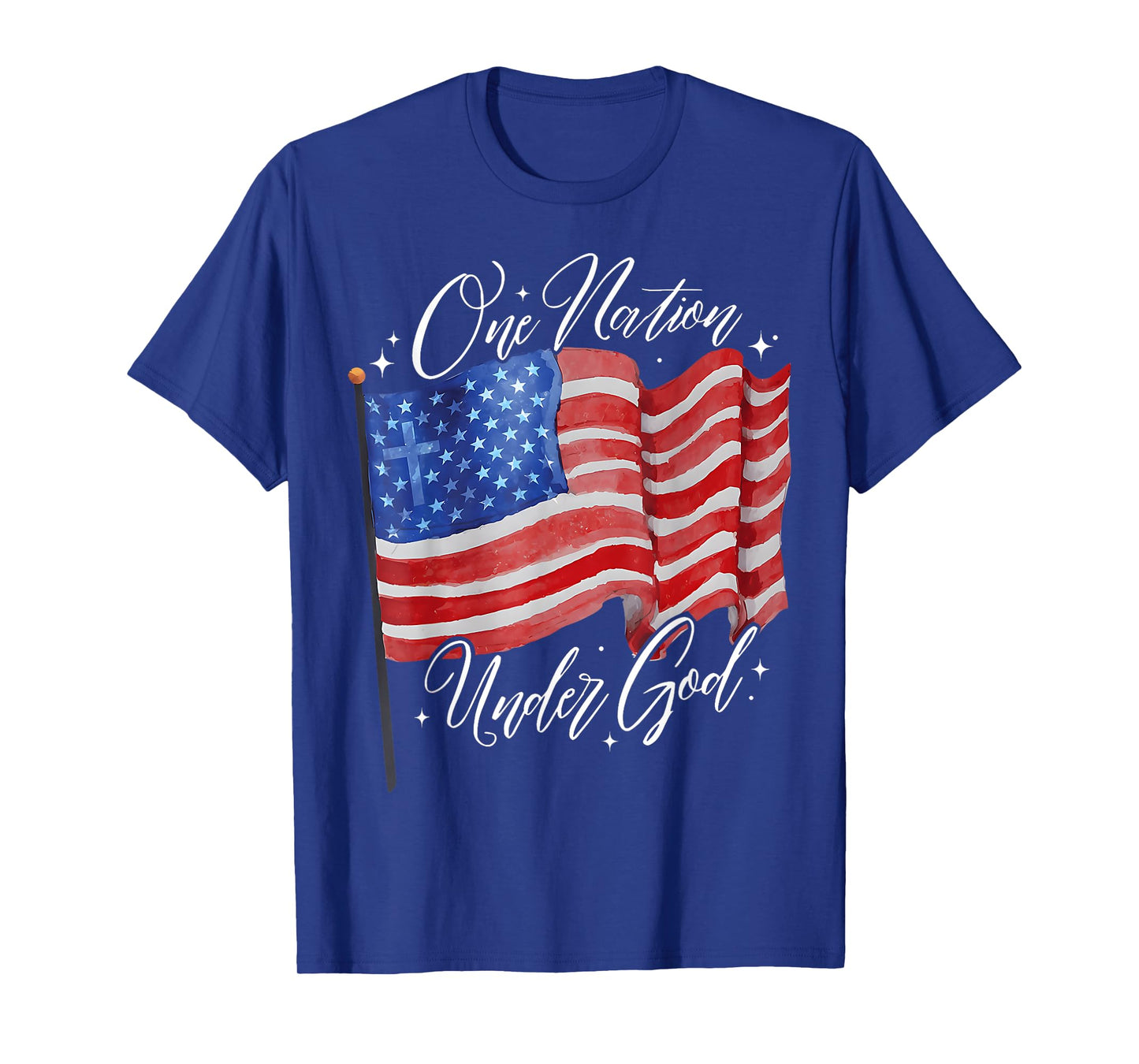 One Nation Under God Flag 4th Of July Patriotic Christian T-Shirt