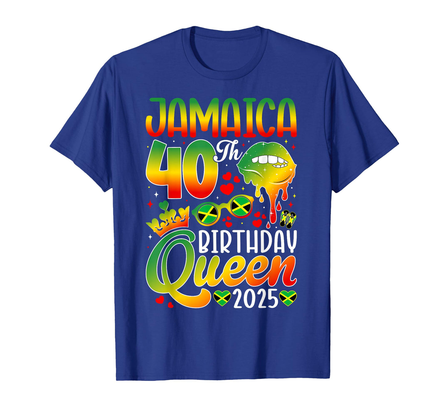 40Th Birthday Queen Jamaica Girl Matching Party 2025 T-Shirt
