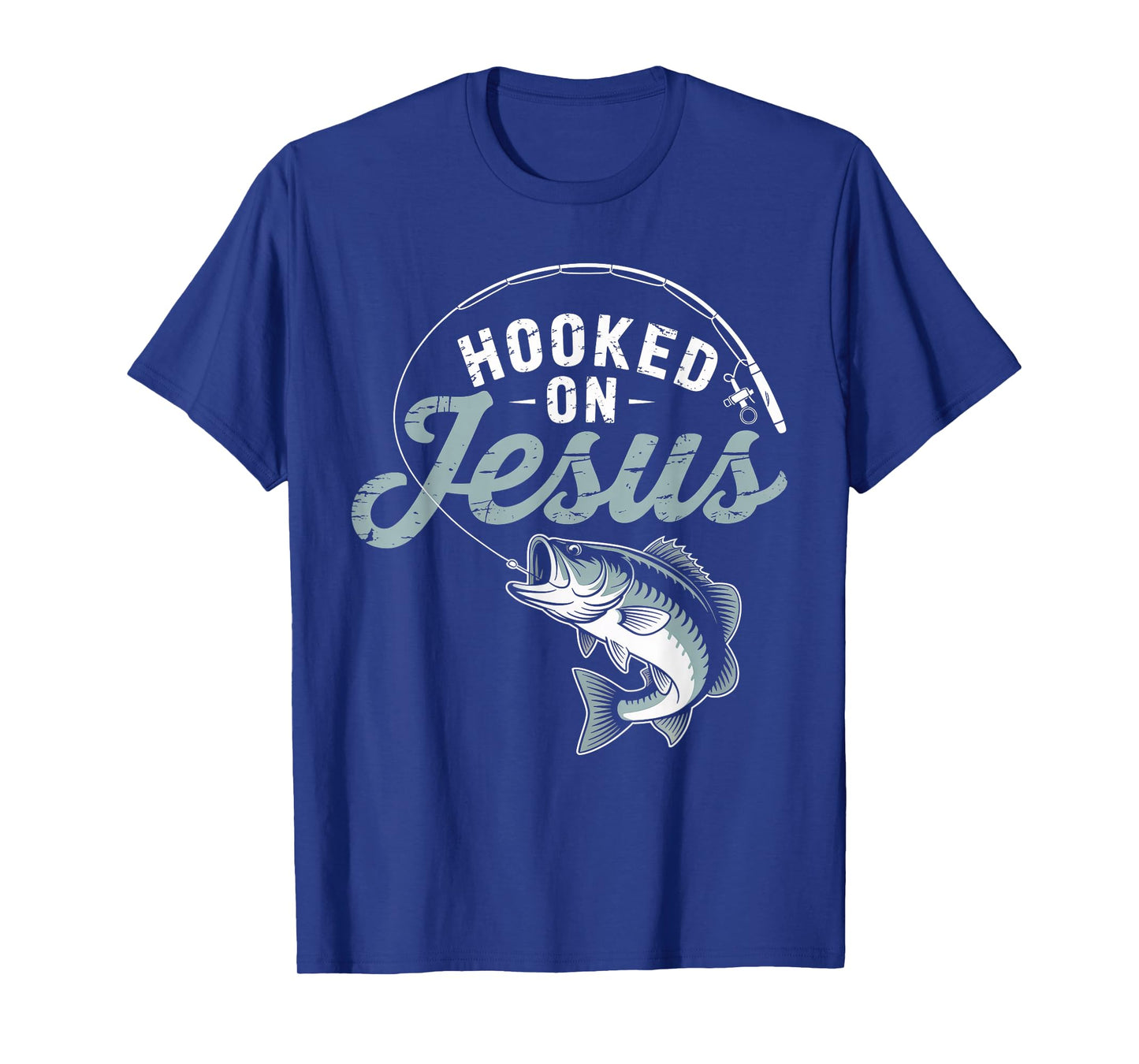 Hook On Jesus Bass Fishing Christian Religious God Men Boy T-Shirt