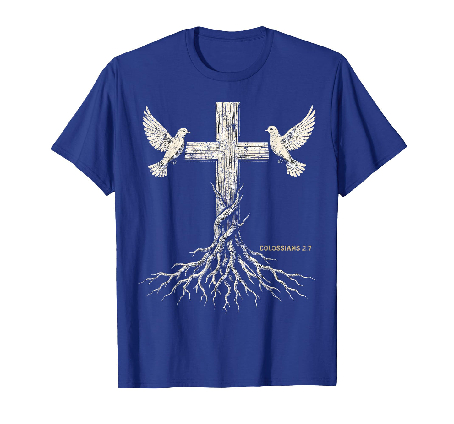 Retro Vintage Rooted in Christ Christian Cross Faith T-Shirt