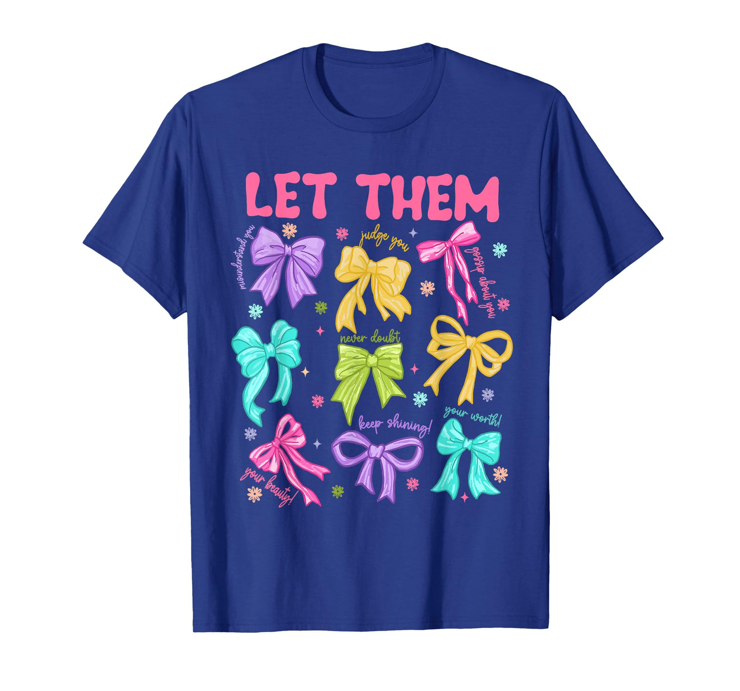 Retro Let Them Jesus Christian Colorful Coquette Bow Bible T-Shirt