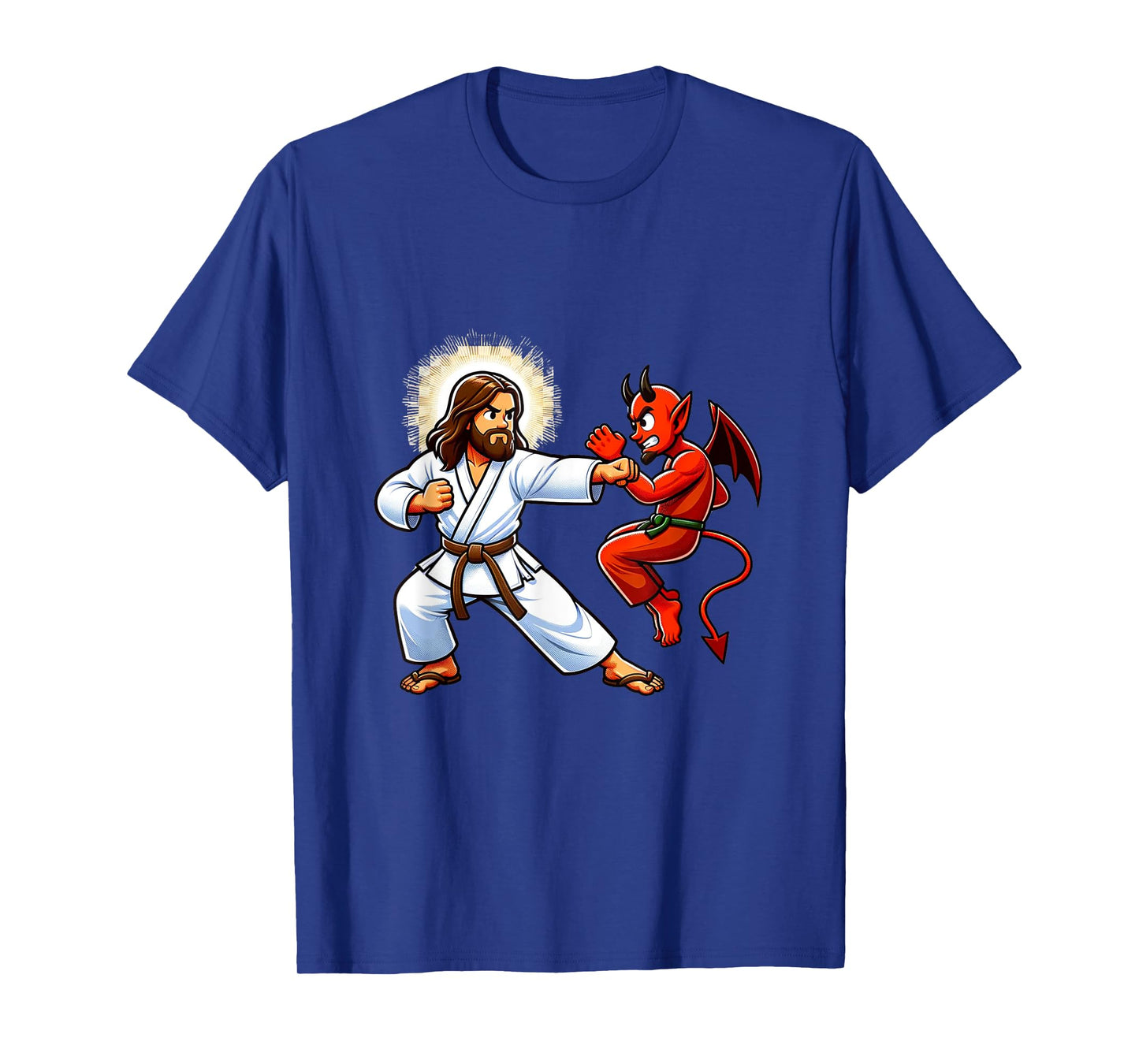 Jesus Defeating the Devil Funny Karate T-Shirt