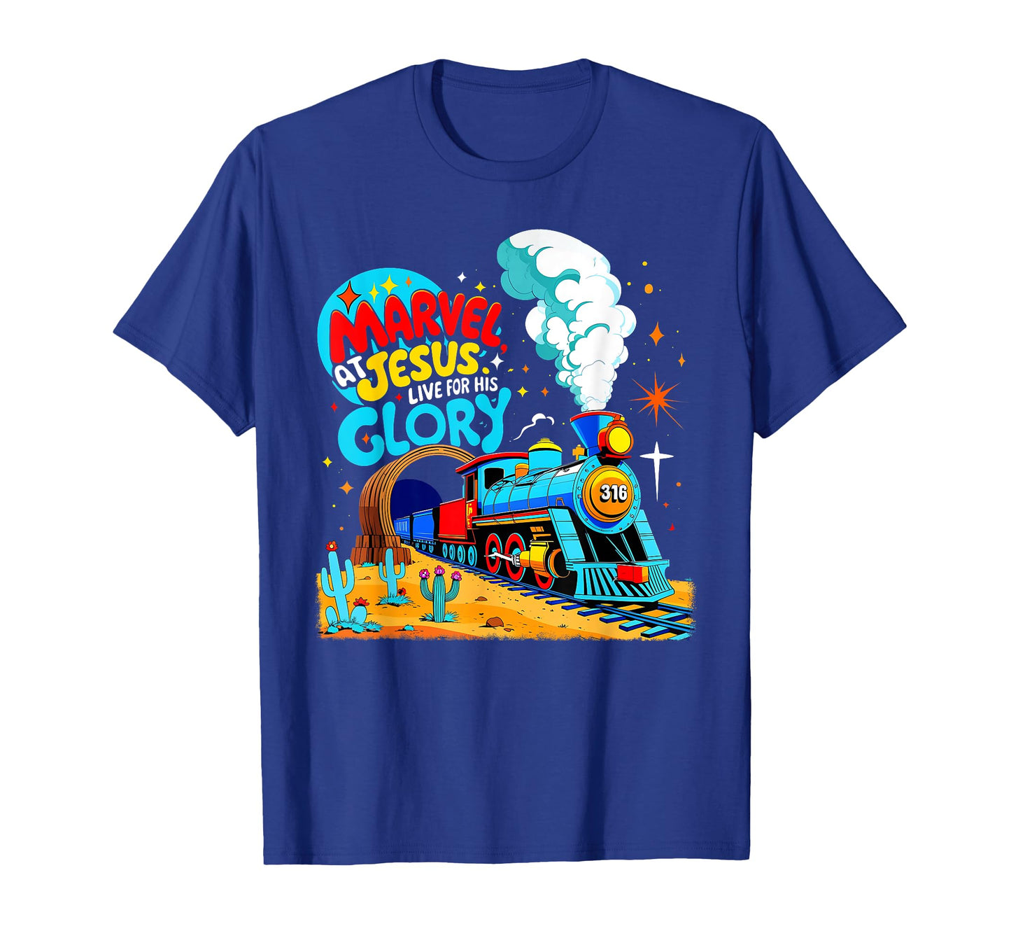 Marvel at Jesus Train Theme Christian VBS 2025 T-Shirt