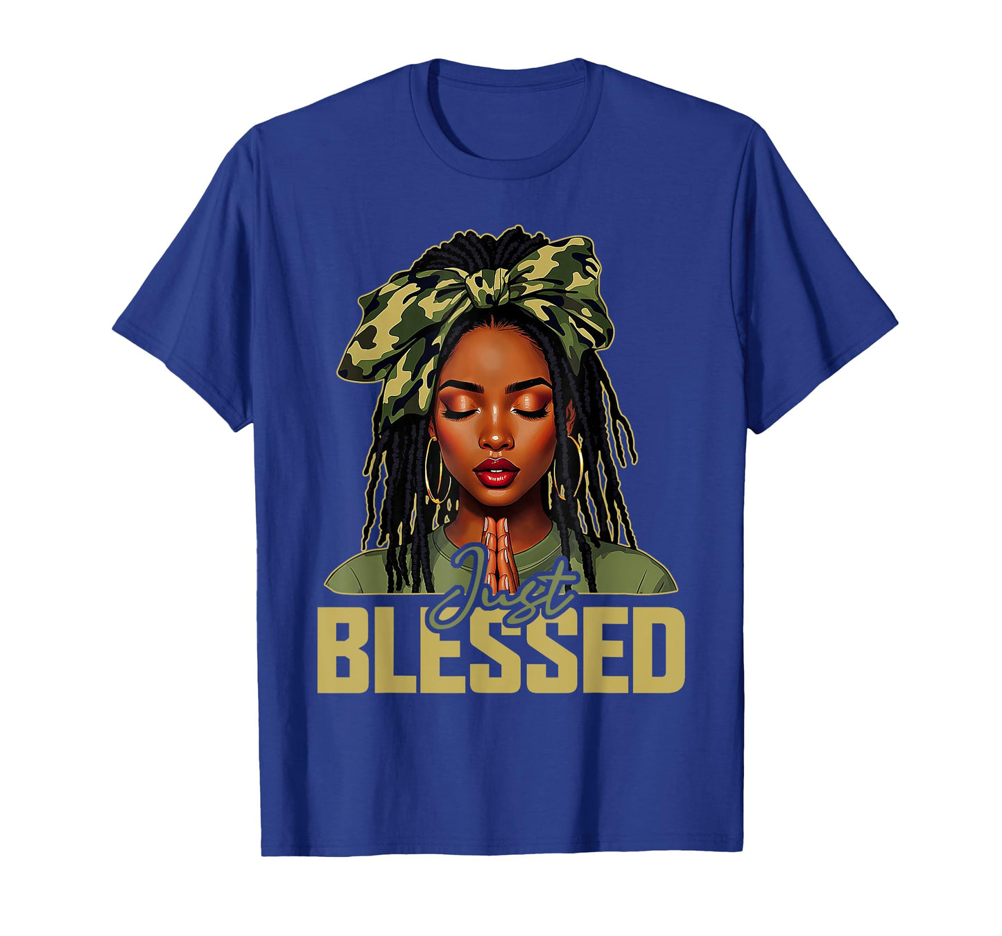Blessed Black Woman Praying African Christian Camouflage T-Shirt